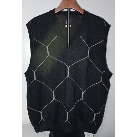 GALLAWAY Golf Apparel by Nordstrom:  Black 100 % Extra Fine Merino Wool Vest - Picture 1 of 5